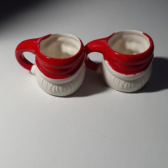 Vintage Mini Santa Christmas Mugs Winking and Non-Winking Ceramic Set 2 oz 2.5" - Picture 9 of 11